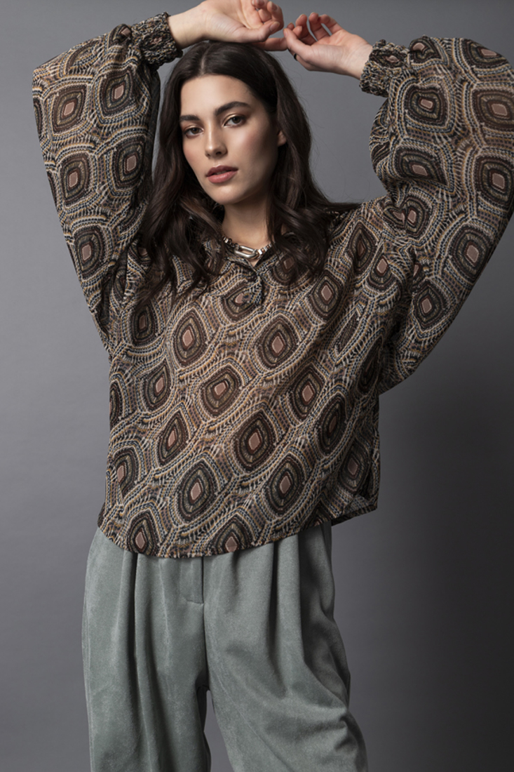 Picture of PRINTED TOP WITH PUFFED SLEEVES