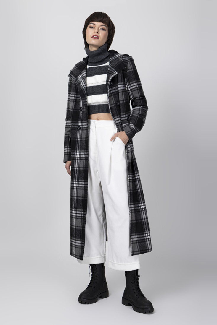 Picture of HOODED PLAID COAT