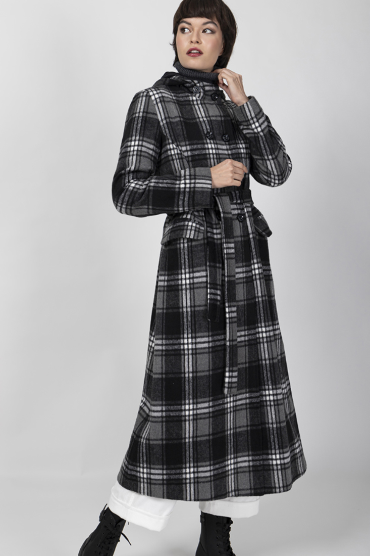 Picture of HOODED PLAID COAT