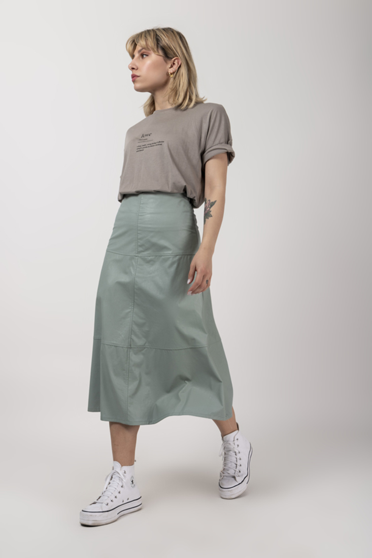Picture of LEATHER EFFECT MIDI SKIRT (2)