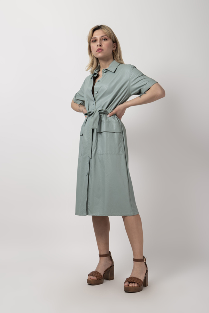 Picture of LEATHER EFFECT SHIRT DRESS