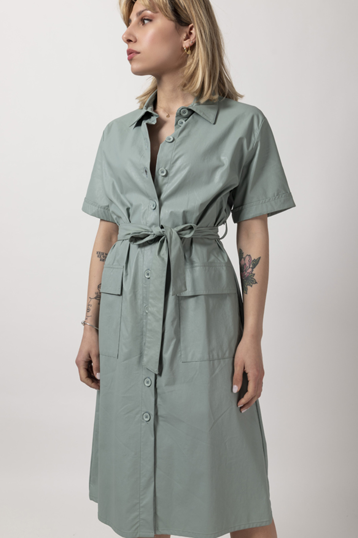 Picture of LEATHER EFFECT SHIRT DRESS