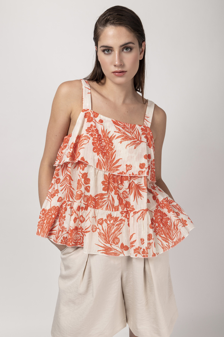 Picture of PRINTED TOP WITH FRILLS