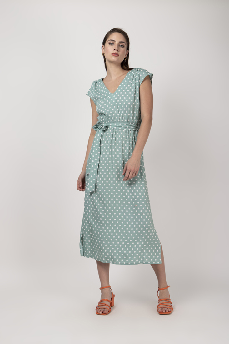 Picture of POLKA DOT LONG DRESS WITH ELASTIC WAIST