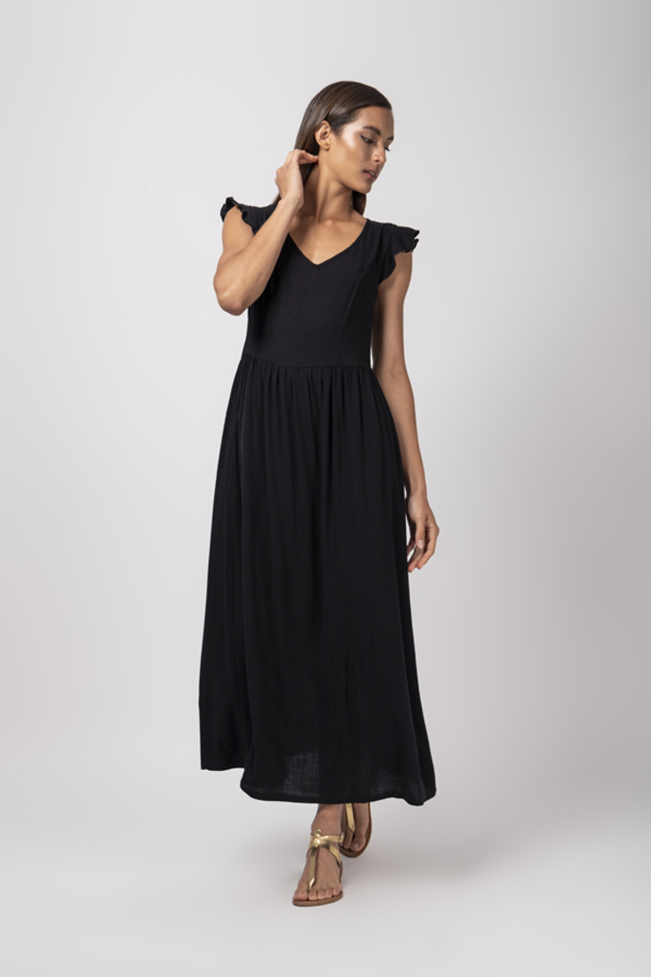 Picture of LONG DRESS WITH SHORT FRILLED SLEEVES