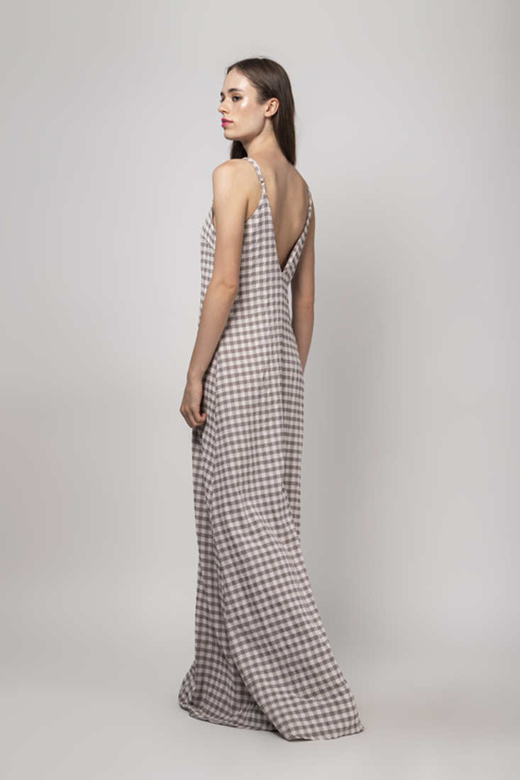 Picture of LONG PLAID OPEN BACK DRESS