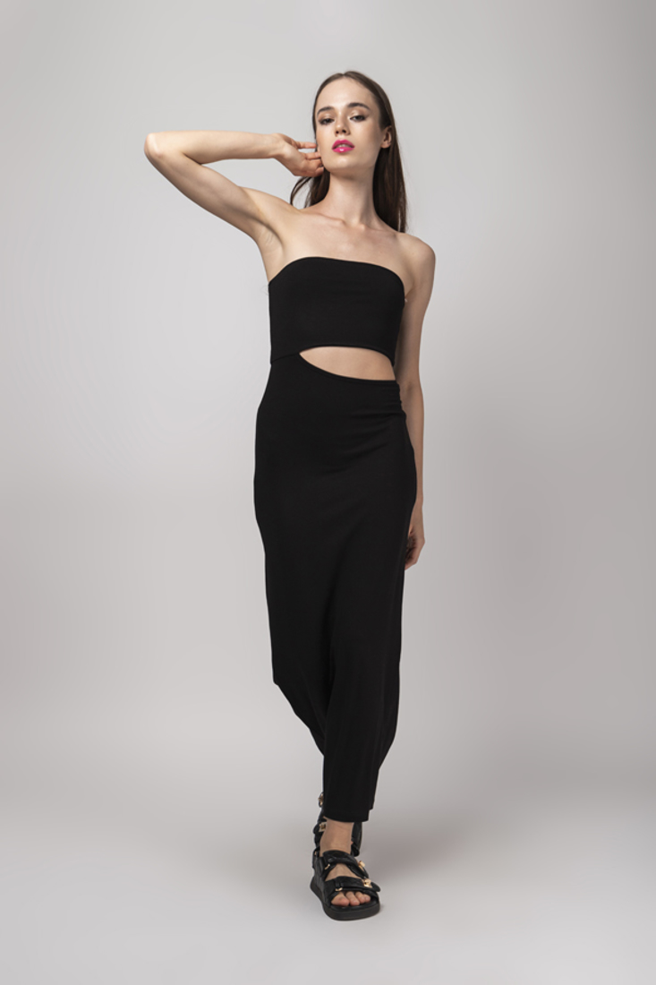 Picture of CUT-OUT STRAPLESS LONG DRESS