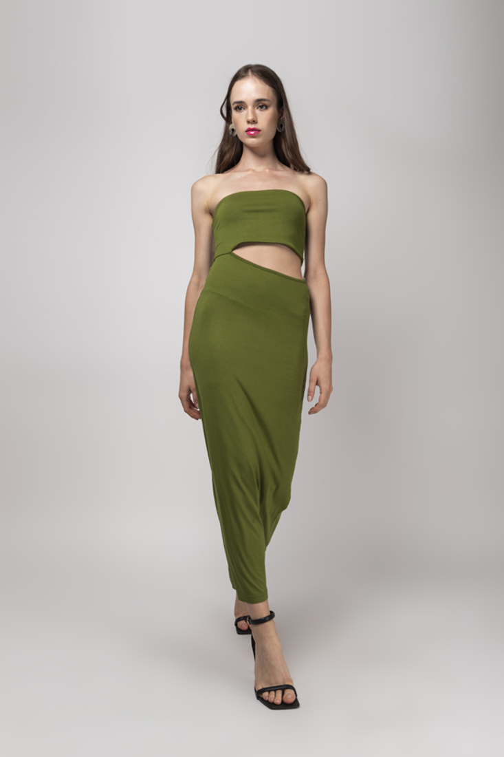 Picture of CUT-OUT STRAPLESS LONG DRESS