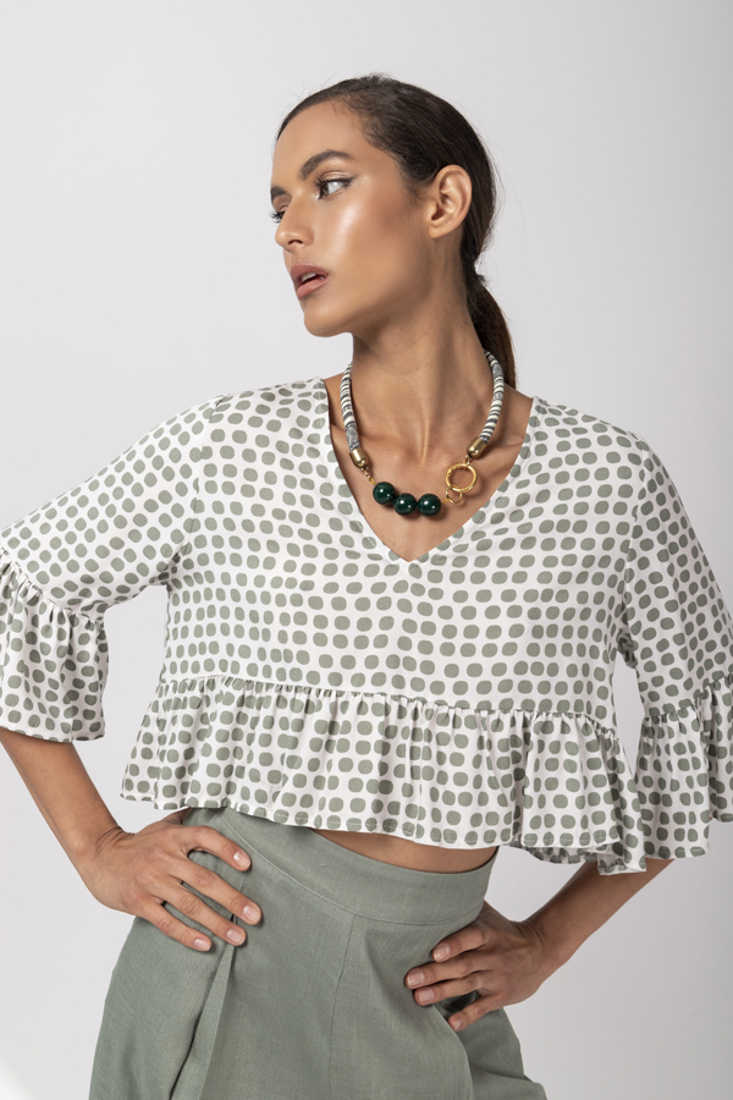 Picture of POLKA DOT FRILLED TOP