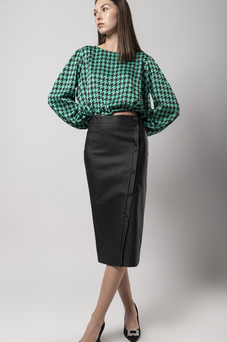 Picture of FAUX LEATHER MIDI SKIRT (2)