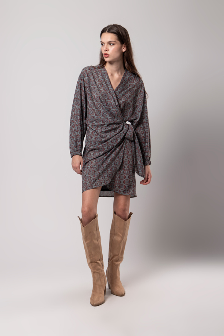 Picture of MINI PRINTED WRAP DRESS