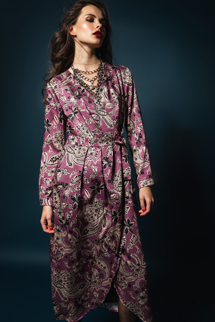 Picture of WRAP PRINTED  DRESS