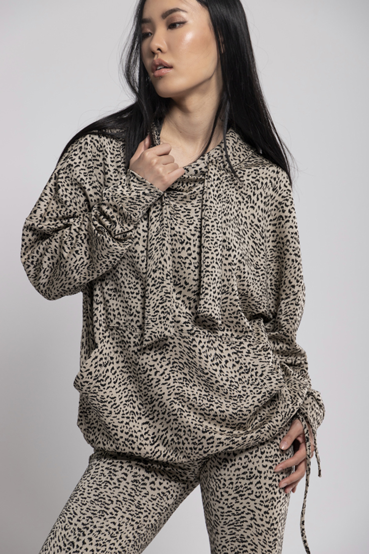 Picture of ANIMAL PRINT HOODED BLOUSE