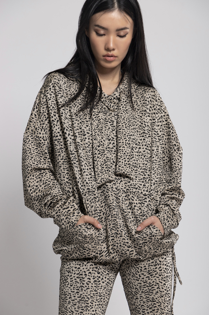 Picture of ANIMAL PRINT HOODED BLOUSE