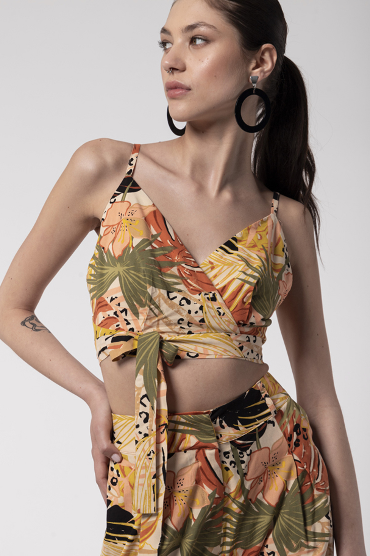 Picture of PRINTED WRAP CROP TOP