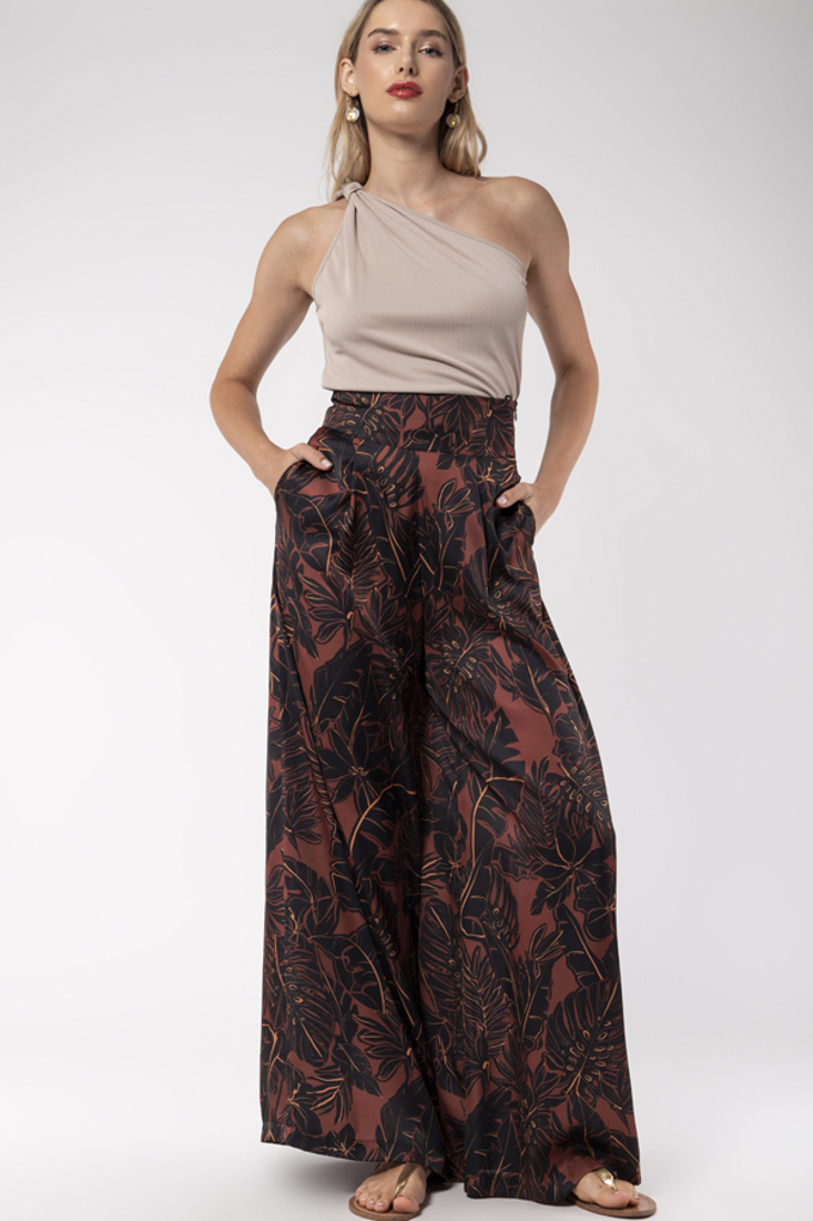 Picture of HIGH WAISTED PRINTED TROUSERS