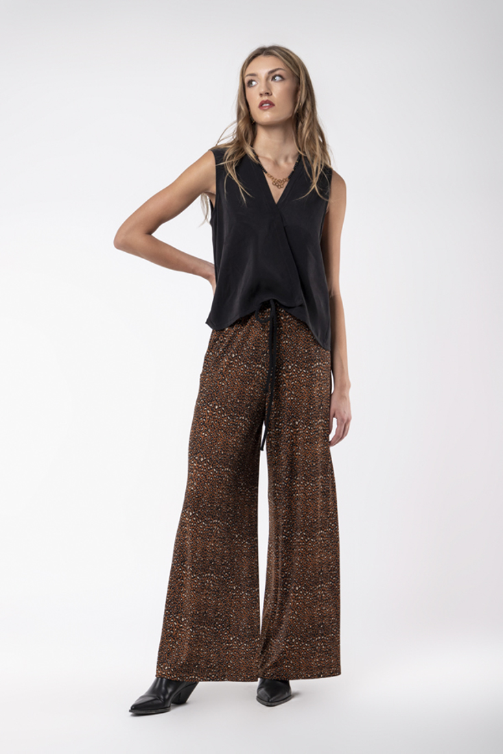 Picture of WIDE LEG ANIMAL PRINT KNIT TROUSERS