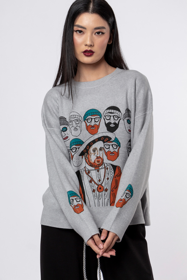 Picture of KNITTED SWEATSHIRT WITH FACE PRINTS (2)